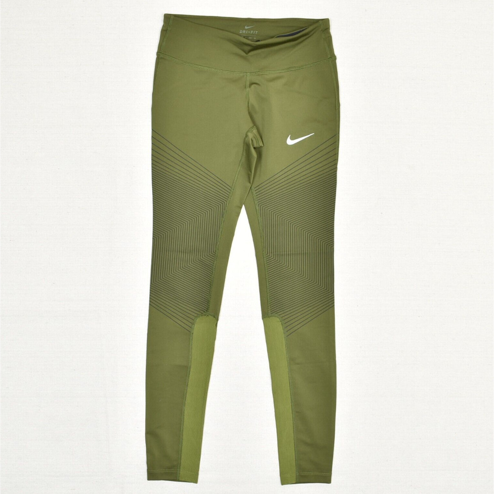Nike Women Polyester Green Size XS Dri Fit Running Skinny Legging Drawstring